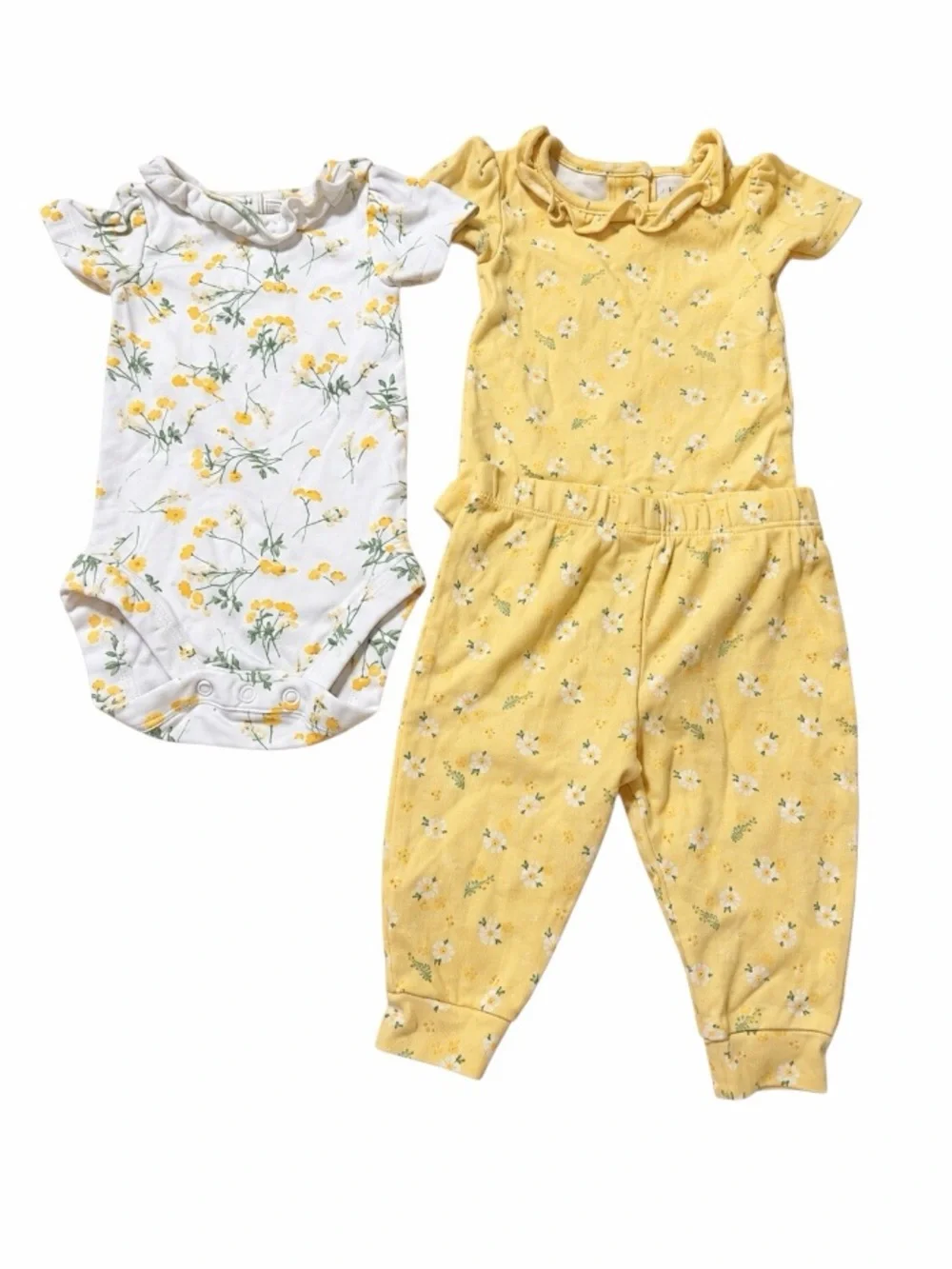 Gymboree 100% Organic Cotton Yellow Floral 3 piece set size 3-6 months
